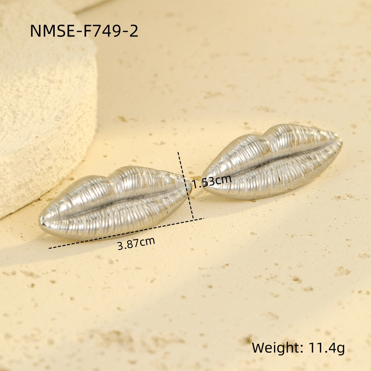 Vintage Style Lip-Shaped Stainless Steel Earrings with Plating Finish for Women