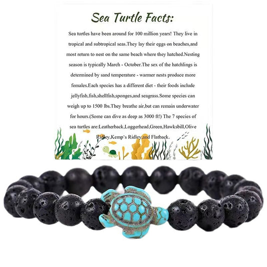 Minimalist Animal Turtle Turquoise Beaded Bracelet Unisex