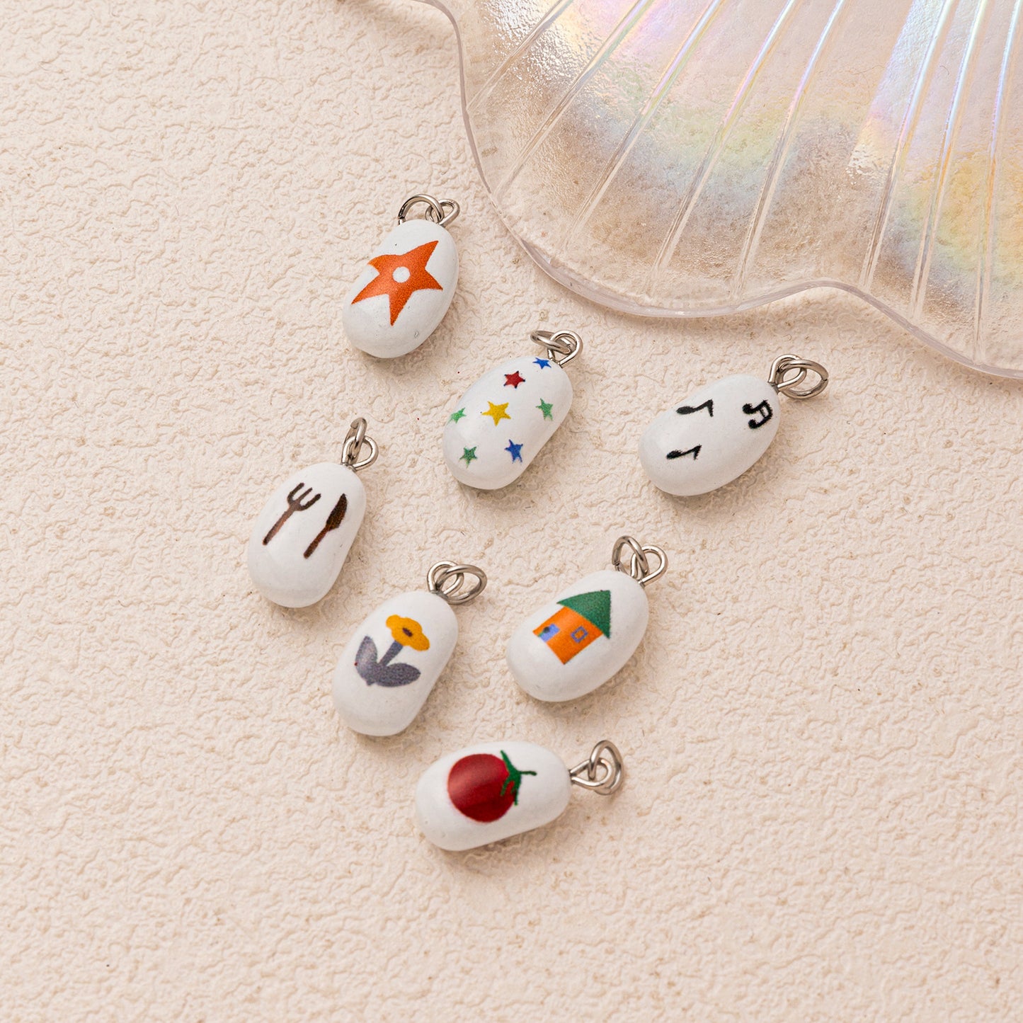 Geometric Animal Star Fish House Musical Note Drip Oil Plated Brass Pendant