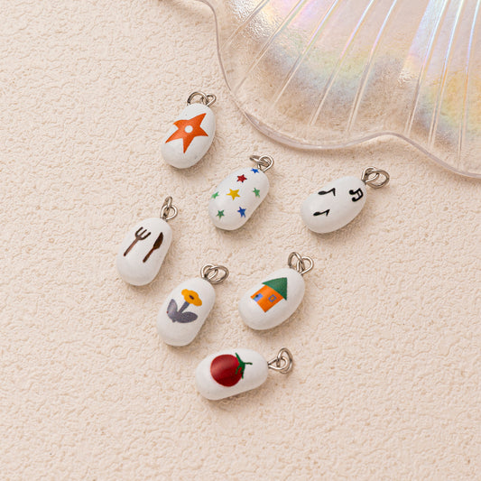 Geometric Animal Star Fish House Musical Note Drip Oil Plated Brass Pendant