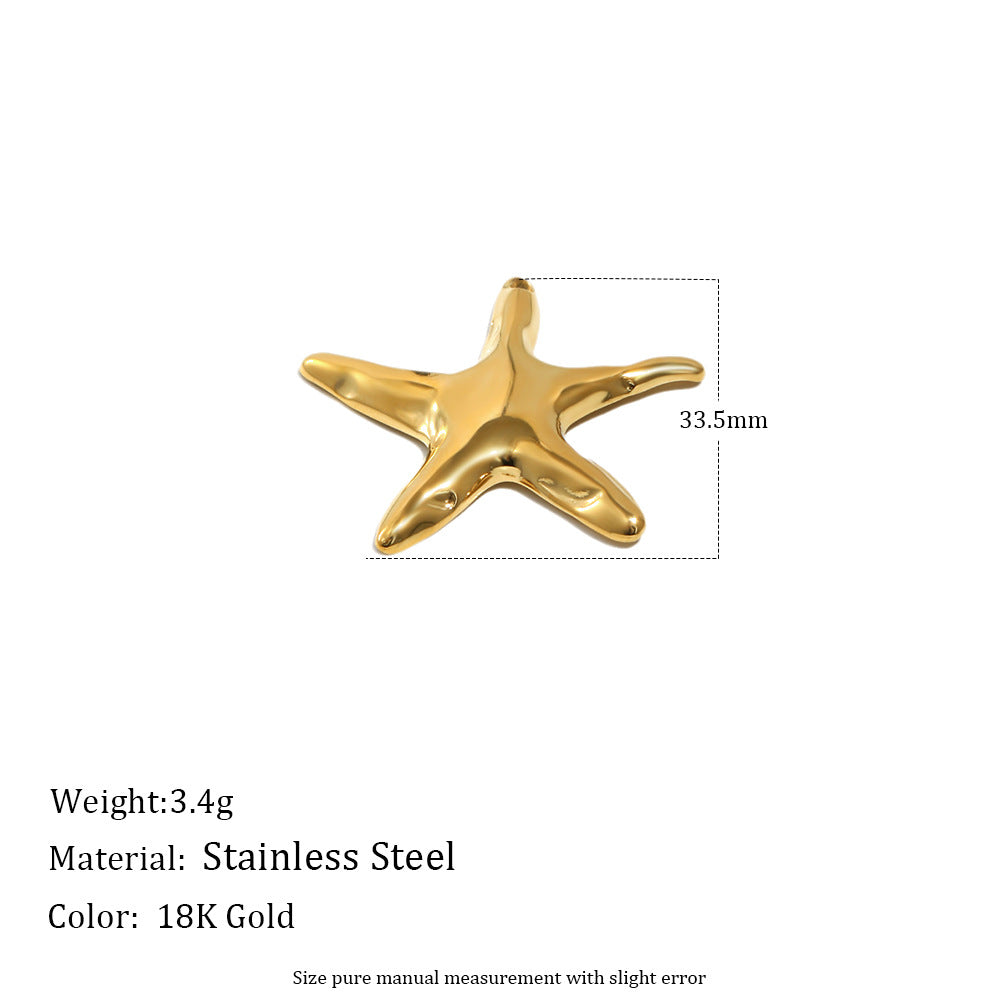 Acciaio Inossidabile Placcato Oro 18K Luna Stella Charm Geometrico a Barra
