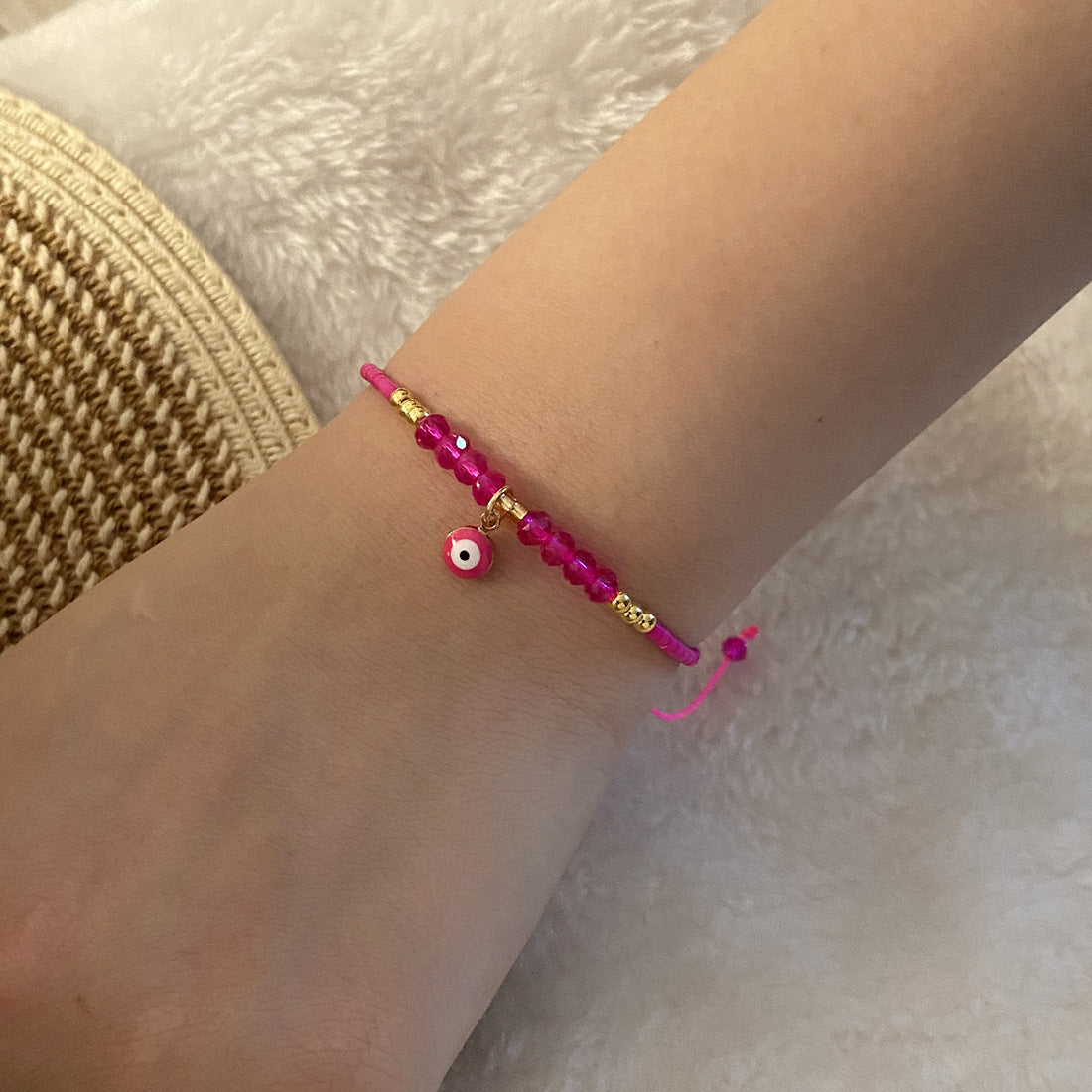Unique Eye-Shaped Crystal Braided Bracelet for Women with Handmade Craftsmanship