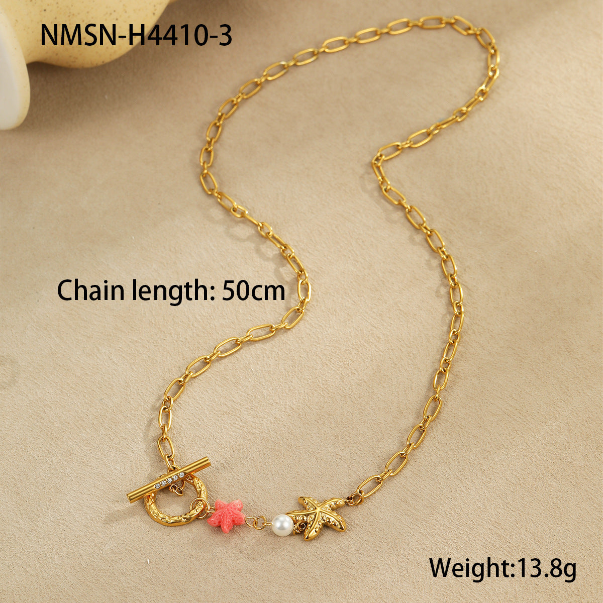 Collana con pendente a conchiglia da donna, ispirata all'oceano, alla moda, in acciaio inossidabile placcato oro 18 carati, design geometrico, lunghezza regolabile