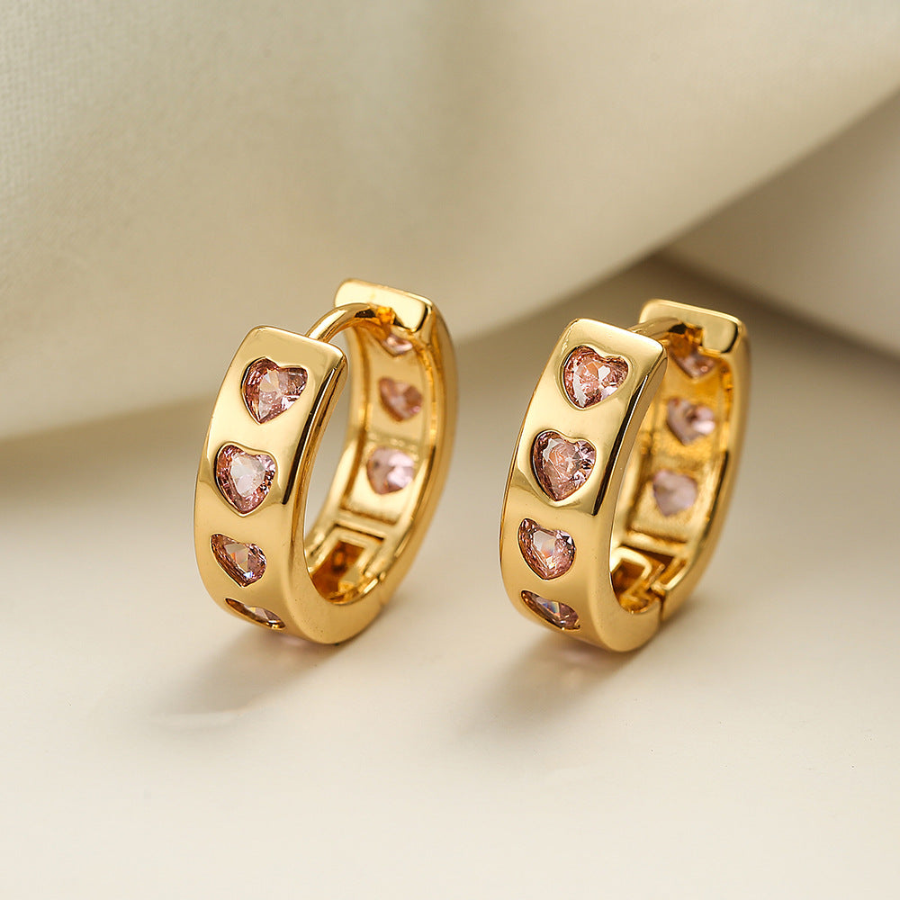 Orecchini a Cerchio Geometrici da Donna in Rame Placcato Oro 18K con Zirconi Micro-Incassato, Accessorio di Moda Vintage Minimalista