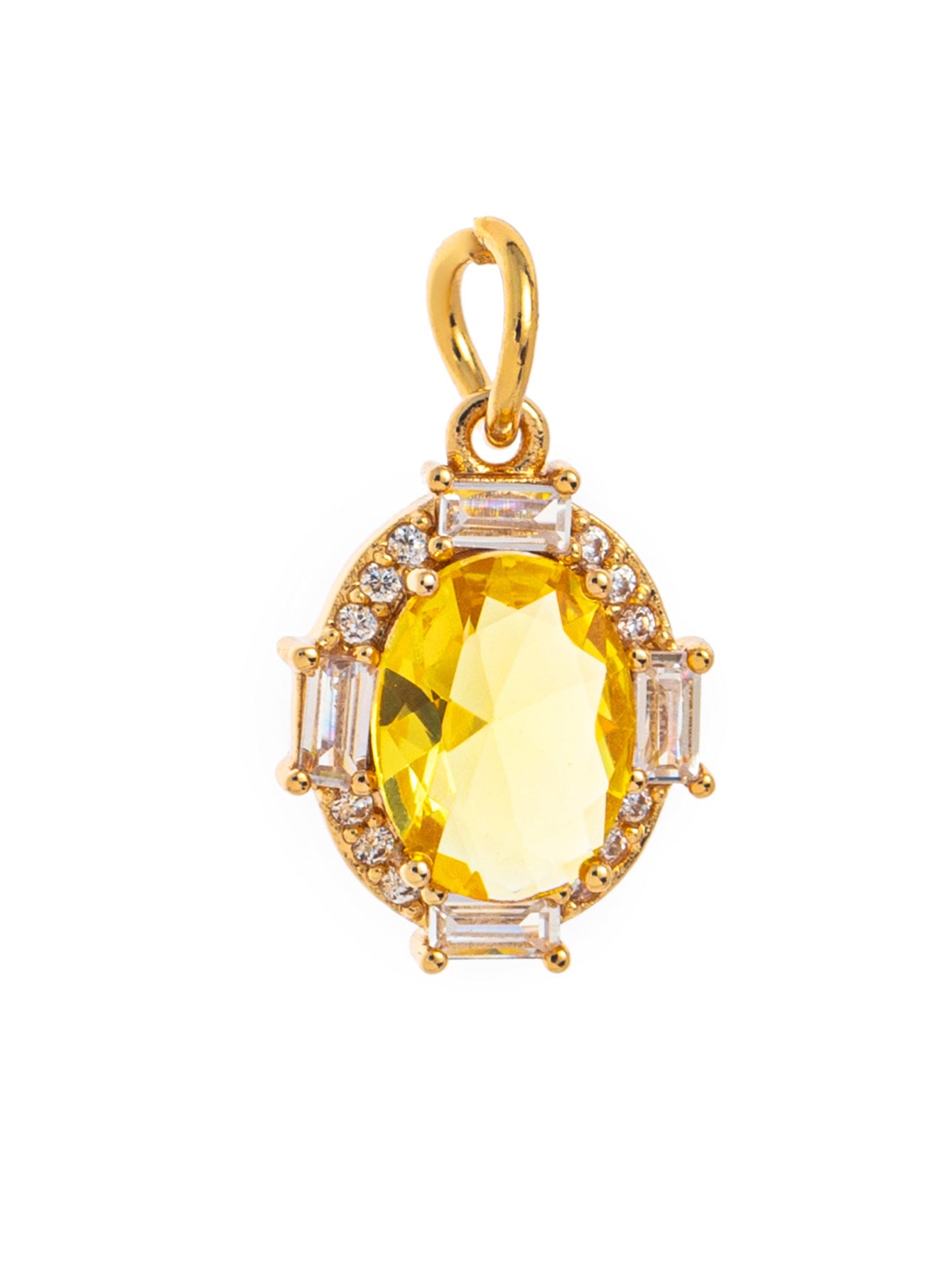 Minimalist Oval Geometric Brass Pendant with Cubic Zirconia December Birthstone for Women
