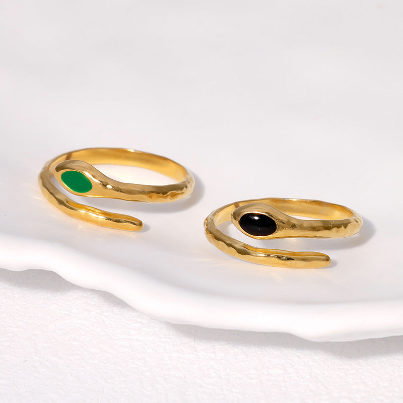 Personalized Snake Shaped Gold Plated Stainless Steel Ring for Women