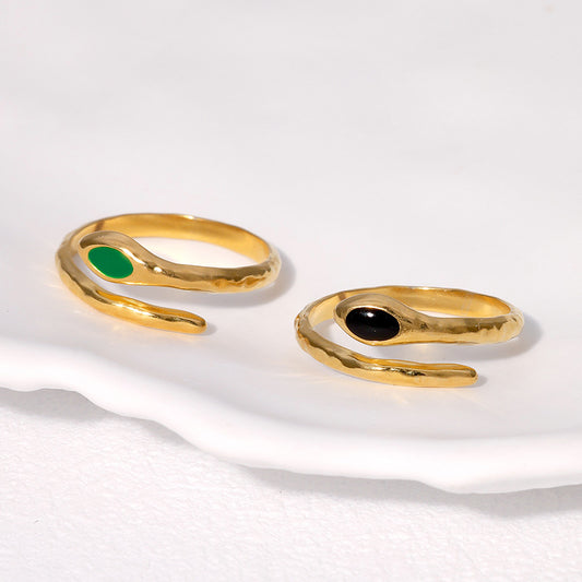 Personalized Snake Shaped Gold Plated Stainless Steel Ring for Women
