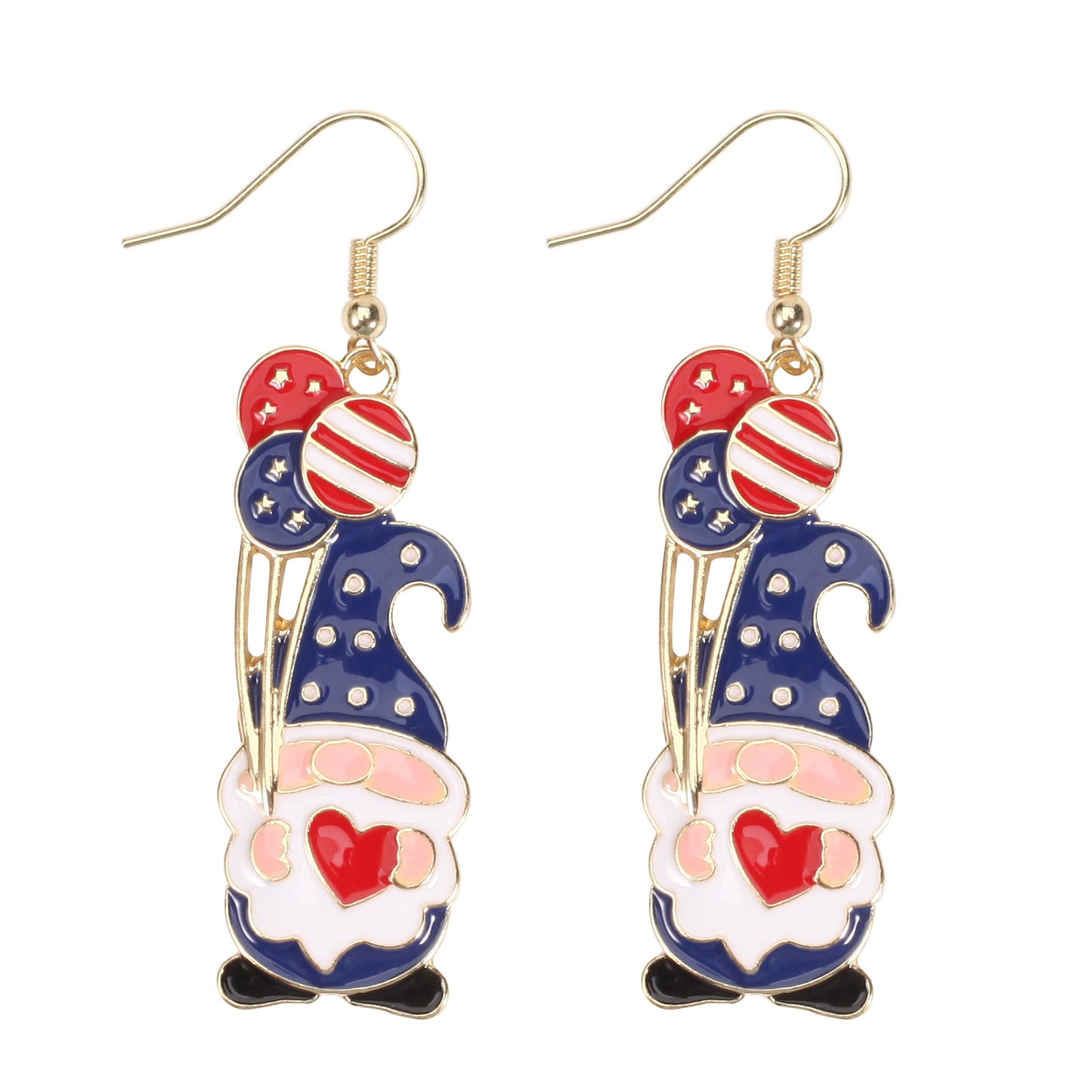 Plated Alloy Star Earrings with Christmas Santa Claus and American Flag Elements