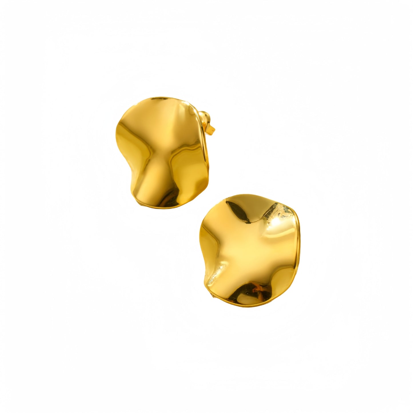 Pendientes vintage geométricos de titanio y acero para mujer con superficie texturizada lisa e irregular y chapado antideslustre