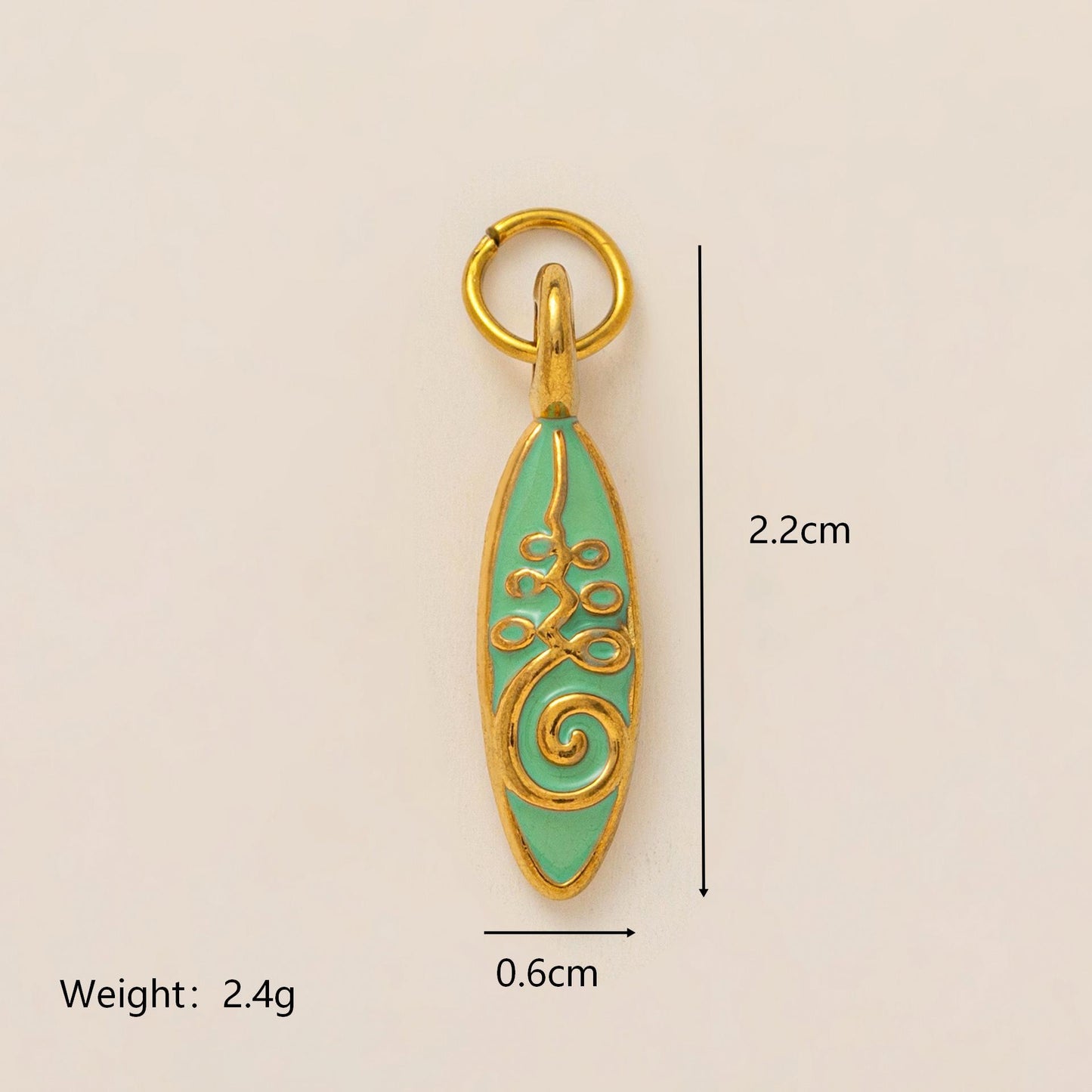 Vintage 18K Gold Plated Stainless Steel Cable Chain Necklace Charm Bar