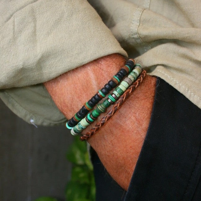 Handmade Turquoise Leather Bracelet Set