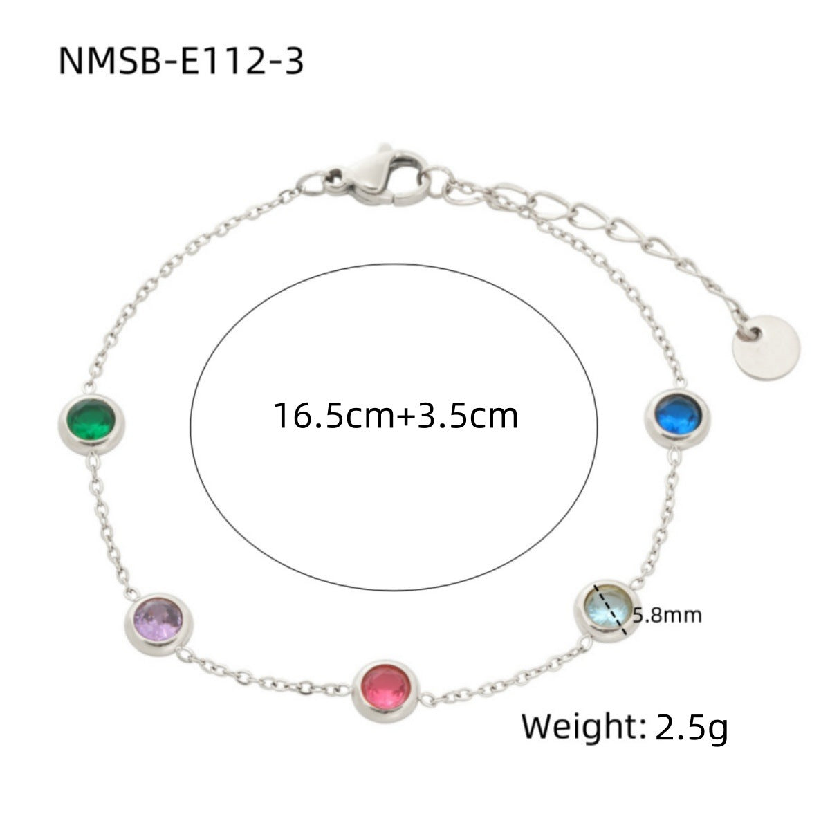 Pulsera de acero inoxidable con diseño geométrico redondo y diamantes de imitación para mujer, acabado chapado, aspecto lujoso, resistente al deslustre