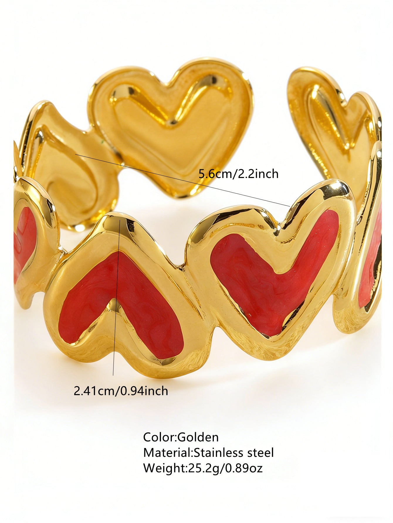 Elegante Pulsera Abierta de Lujo Floral con Esmalte de Aceite de Acero Inoxidable y Titanio con Cereza