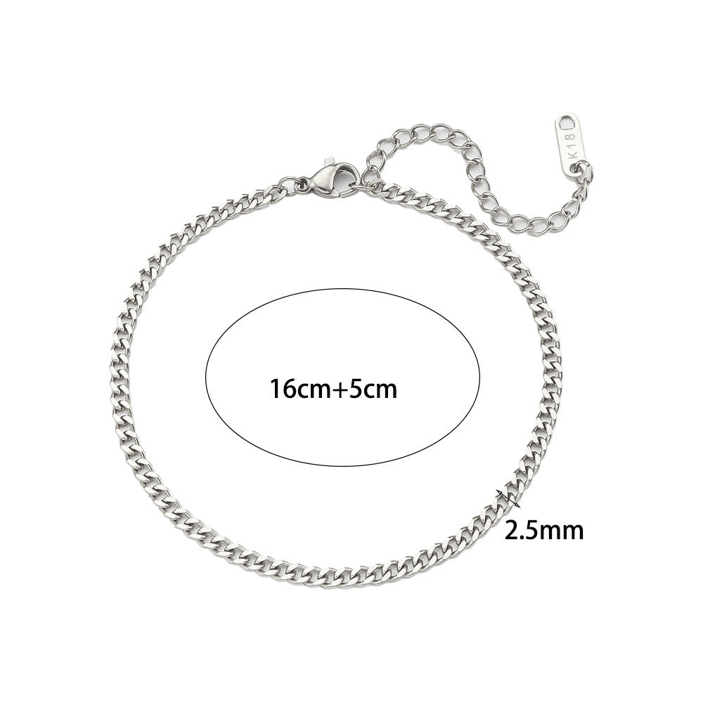 Fashion Geometric Stainless Steel 18K Gold Plated Line Pattern Chain Bracelet for Women