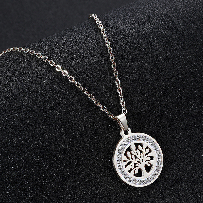 Collana con ciondolo albero della vita in acciaio inossidabile color oro alla moda da spiaggia tropicale con catena a O, gioielli geometrici