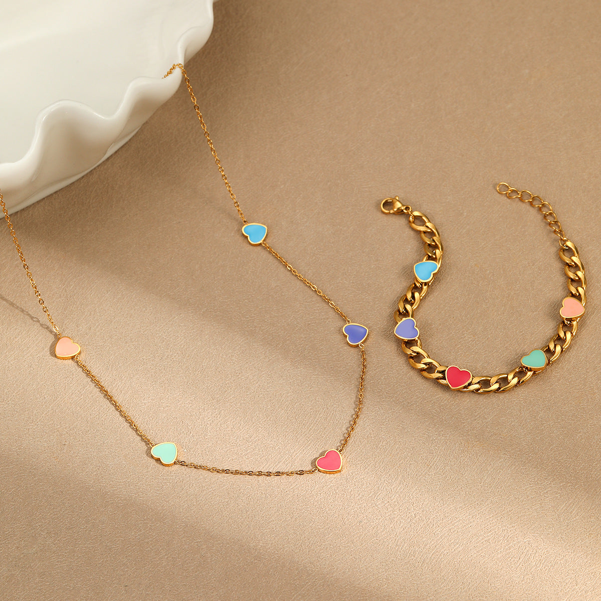 Fashionable Heart-Shaped Stainless Steel Necklace with 18K Gold Plating for Women, Minimalist Geometric Pendant on Standard Chain
