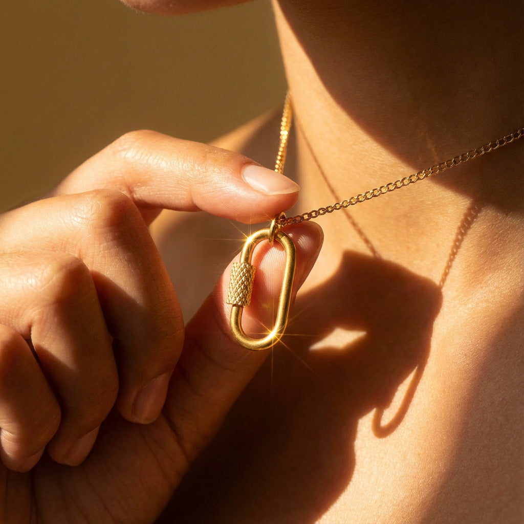 Vintage 18K Gold Plated Stainless Steel Irregular Pendant Charm Bar for Women