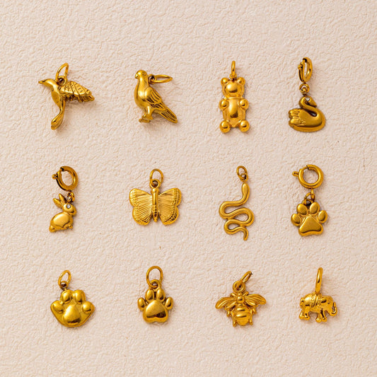 Minimalist Vintage Animal Shape Stainless Steel PVD Plated Charm Bar