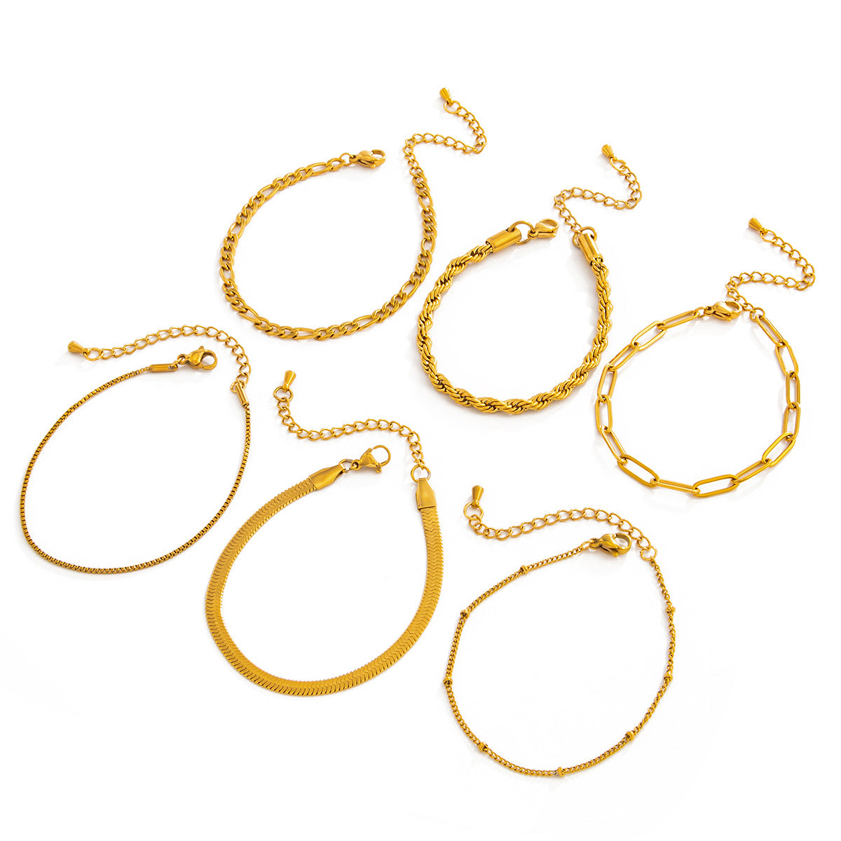 Vintage PVD Plated Stainless Steel Round Bead Bracelet with Cubic Zirconia Inlay and Snake Chain for Women