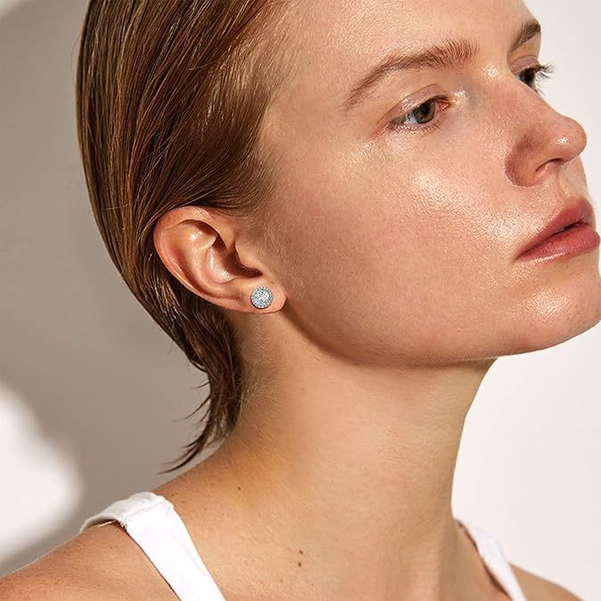 Elegant Gold Plated Stainless Steel Geometric Round Oval Cubic Zirconia Stud Earrings for Women
