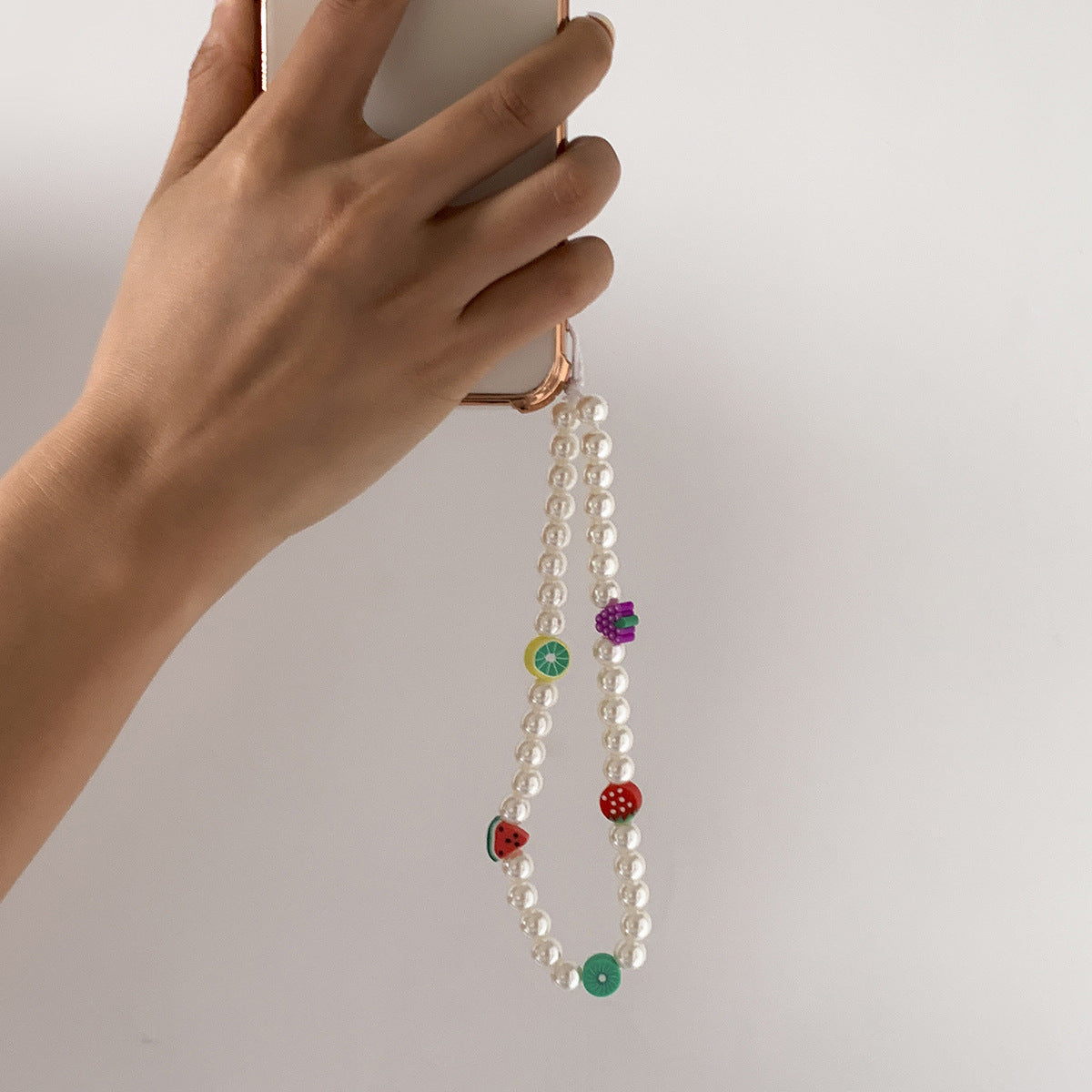 Sweet Handmade Acrylic Pearl Floral Beaded Phone Chain Charm