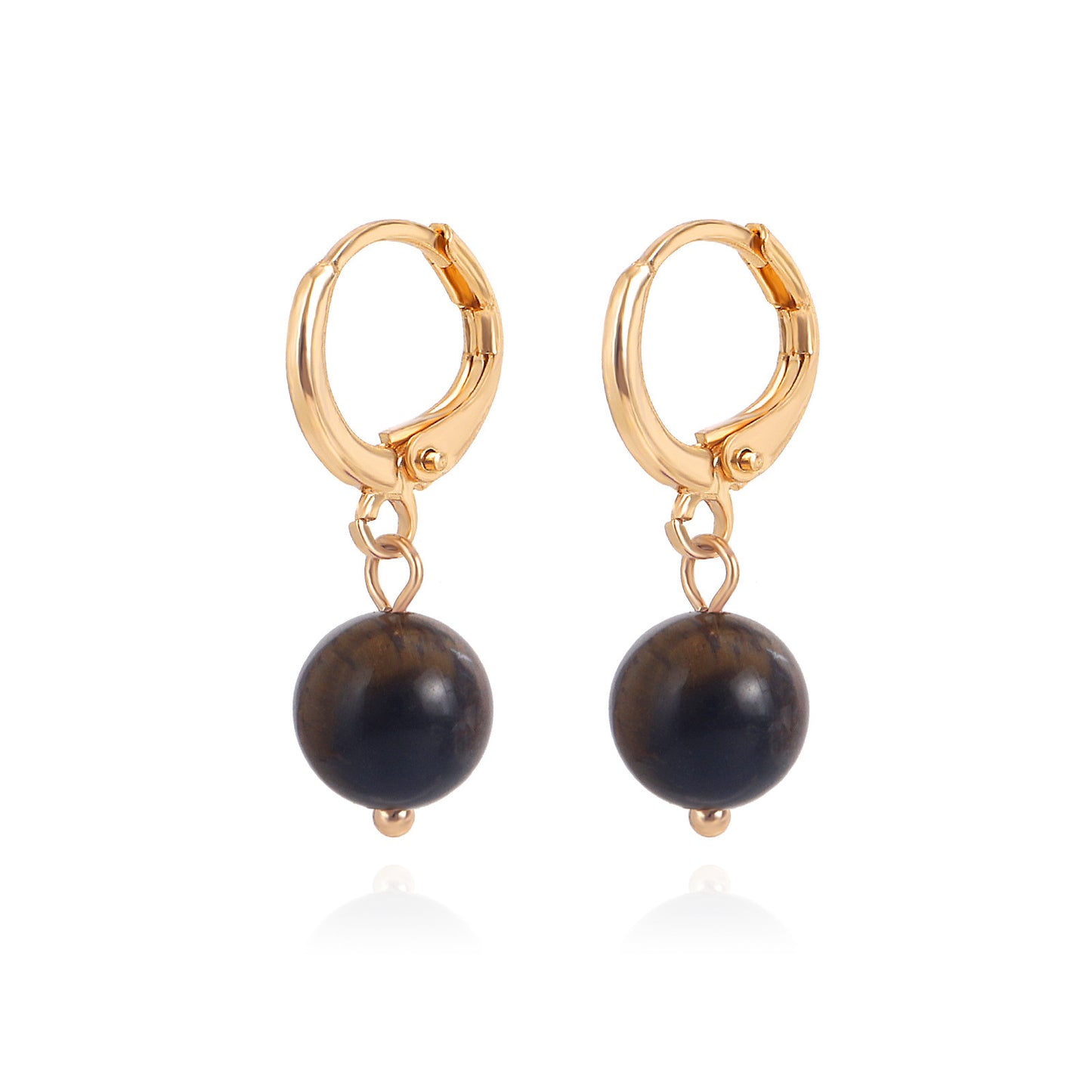 Geometric Shape Alloy Ear Clips for Women with Plated Finish and Turquoise Color Accent