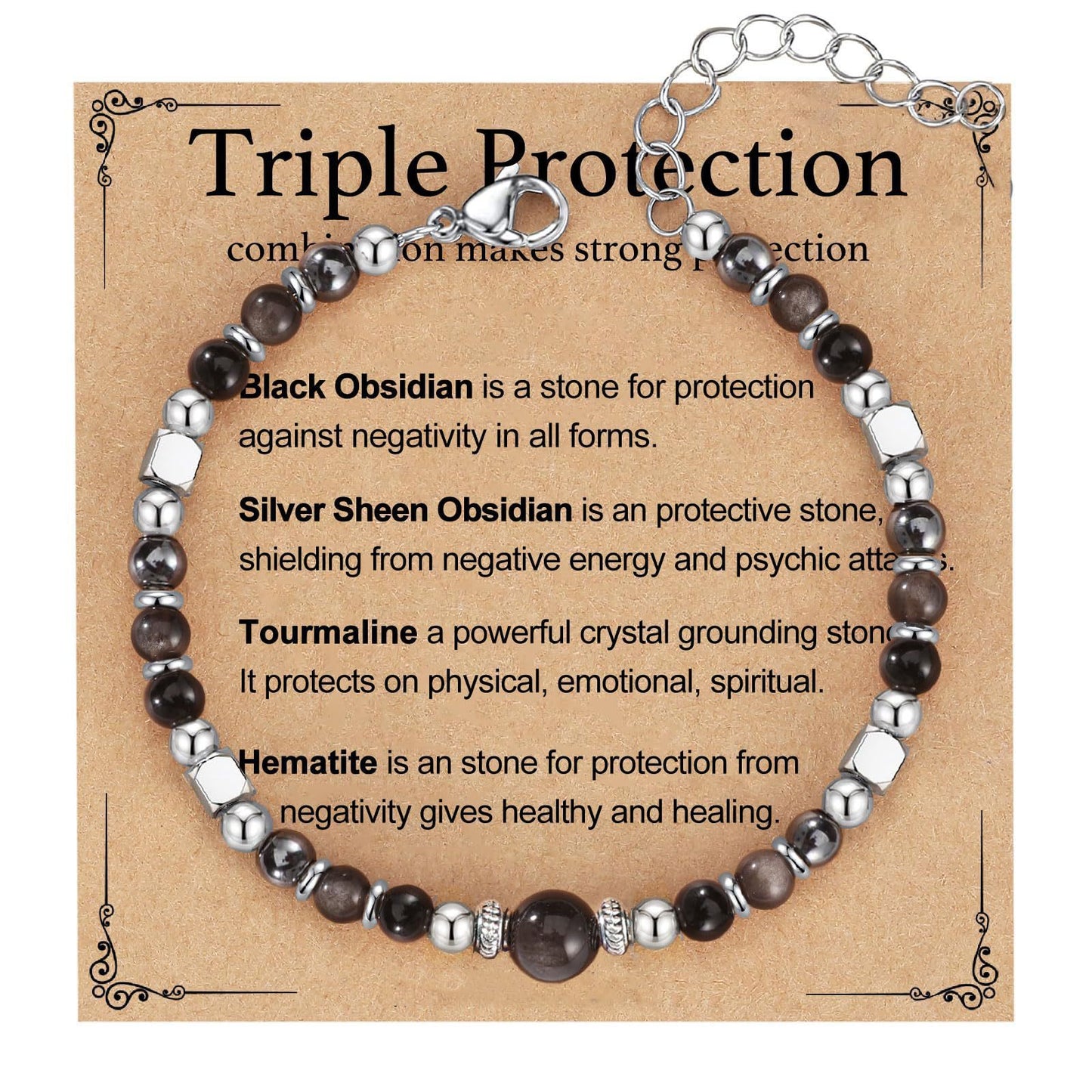 Fashion Natural Stone Evil Eye Heart Geometric Stainless Steel Bracelet Unisex Gift
