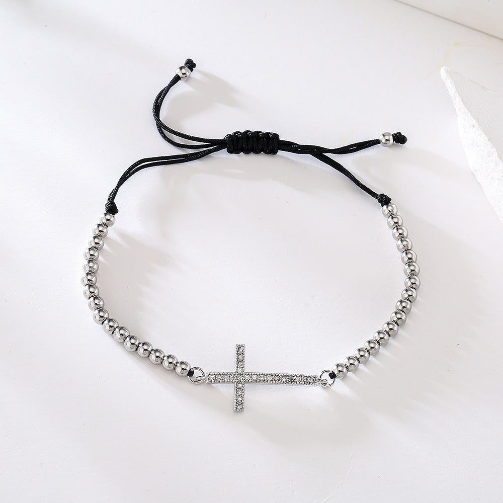 Bracciale Geometrico Minimalista in Rame Placcato Oro 18K con Accenti di Zirconi da Donna