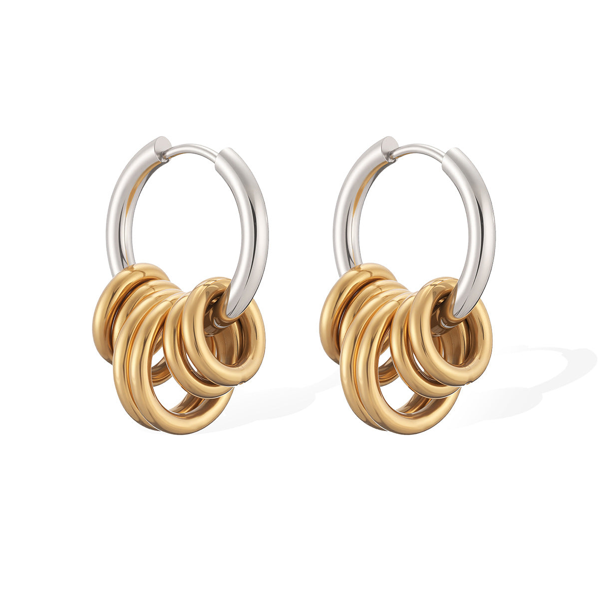 Minimalist 18K Gold Plated Stainless Steel Round Geometric Earrings for Women