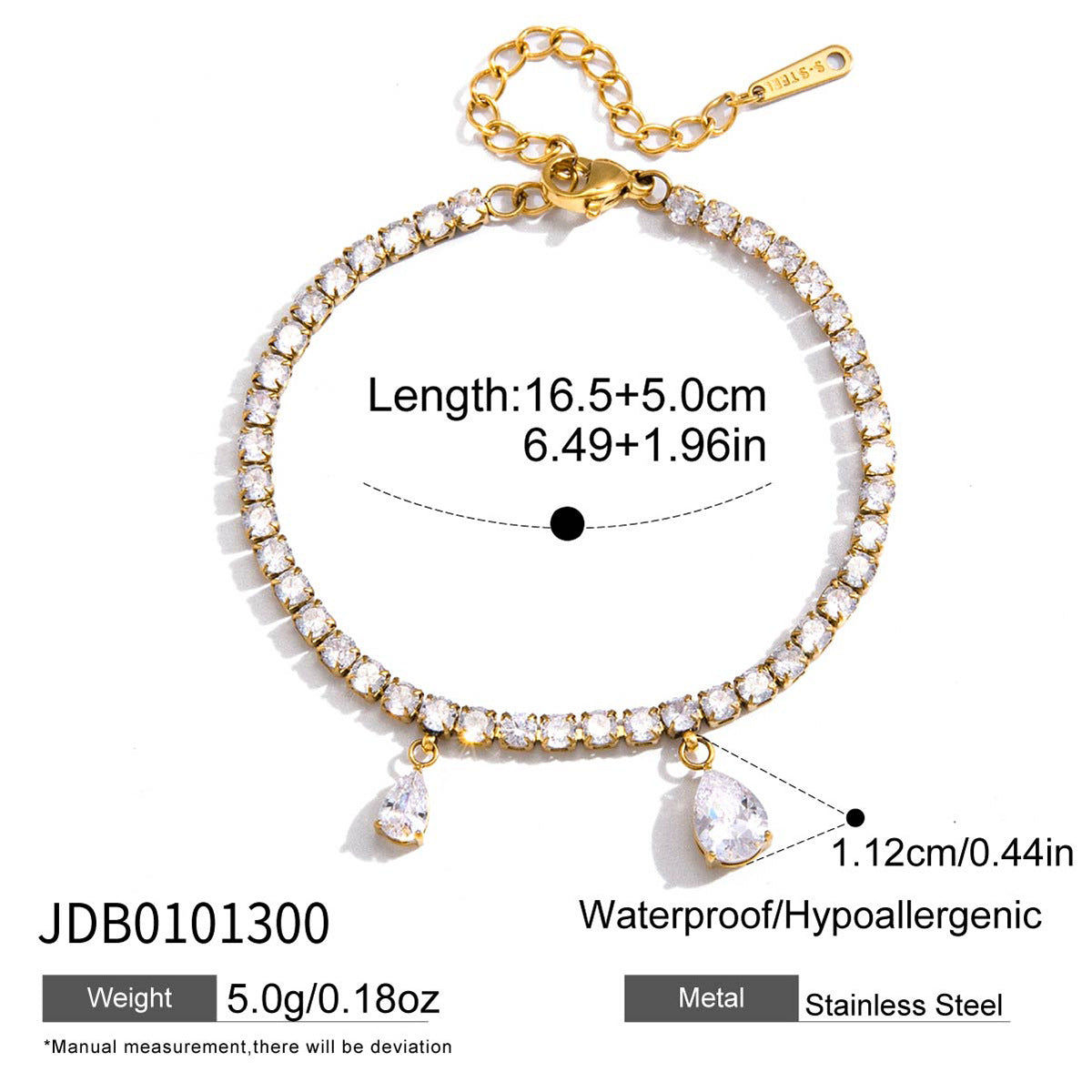 Elegant Minimalist Geometric Stainless Steel Plated Cubic Zirconia Link Bracelet for Women