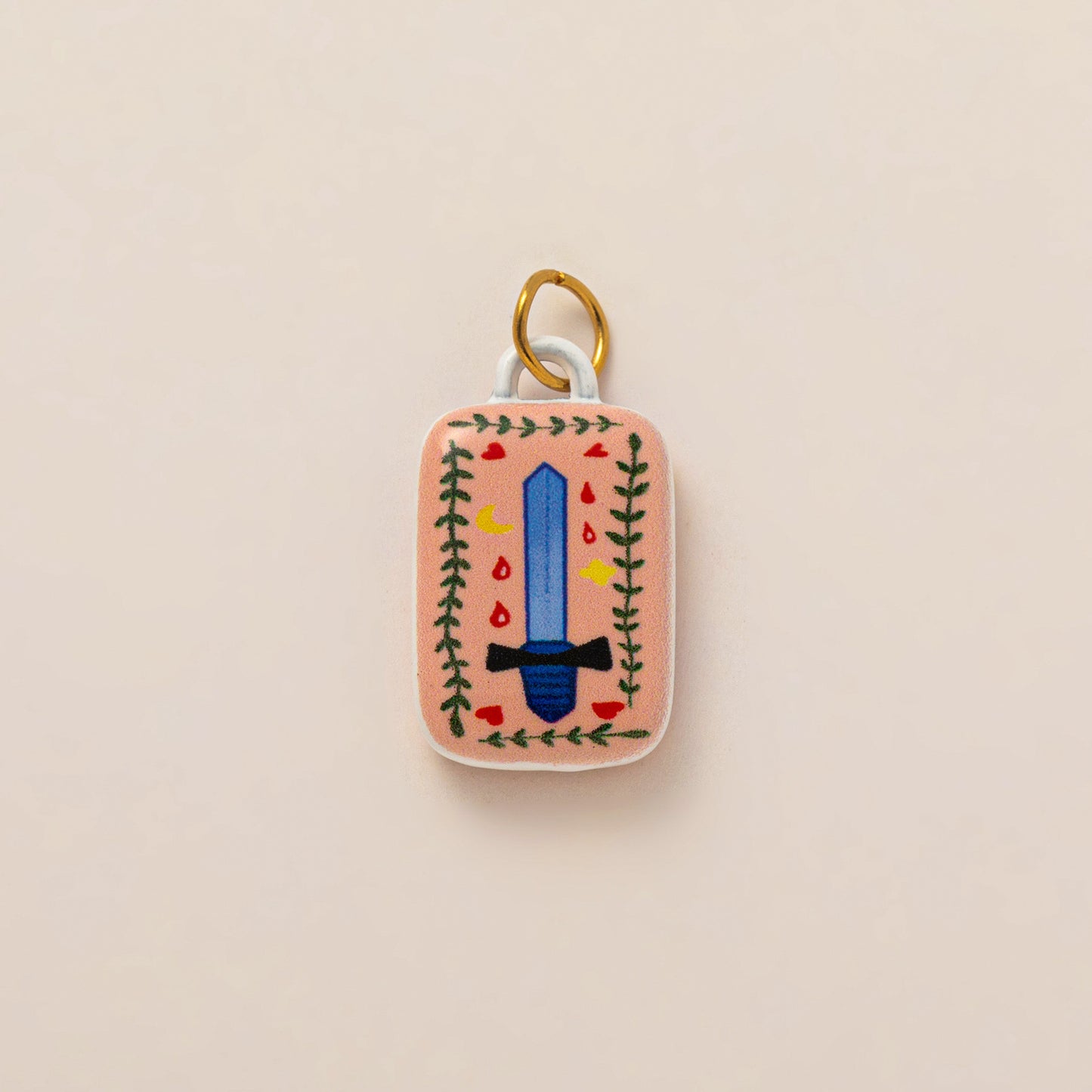 Vintage Cartoon 18K Gold Plated Drip Oil Stainless Steel Charm Bar for Women
