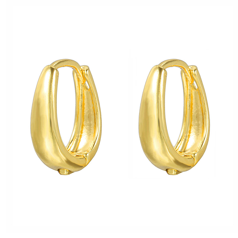 Gold Plated Brass Micro-Set Cubic Zirconia Geometric Leaf Cross Heart Round Hoop Earrings for Women