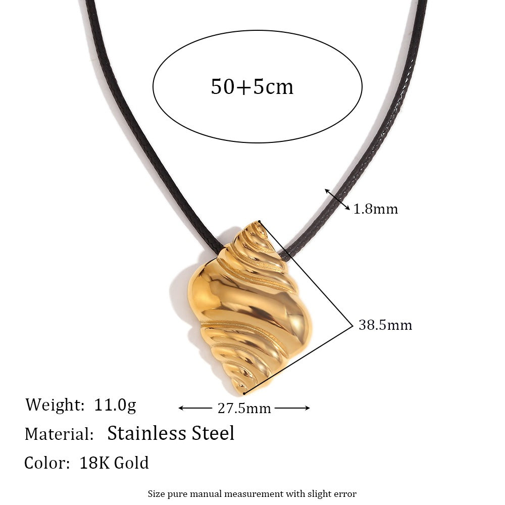 Minimalist Geometric Stainless Steel Plated 18K Gold Conch Pendant Necklace for Women