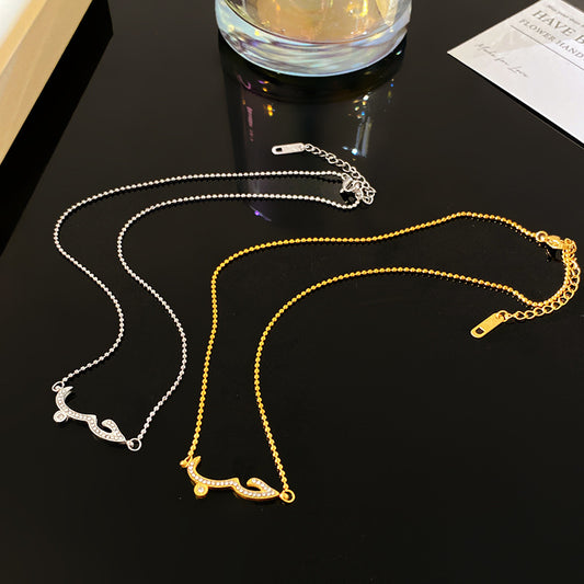 Sweet Streetwear Geometric Round Titanium Steel Plated Necklace with Cubic Zirconia for Unisex