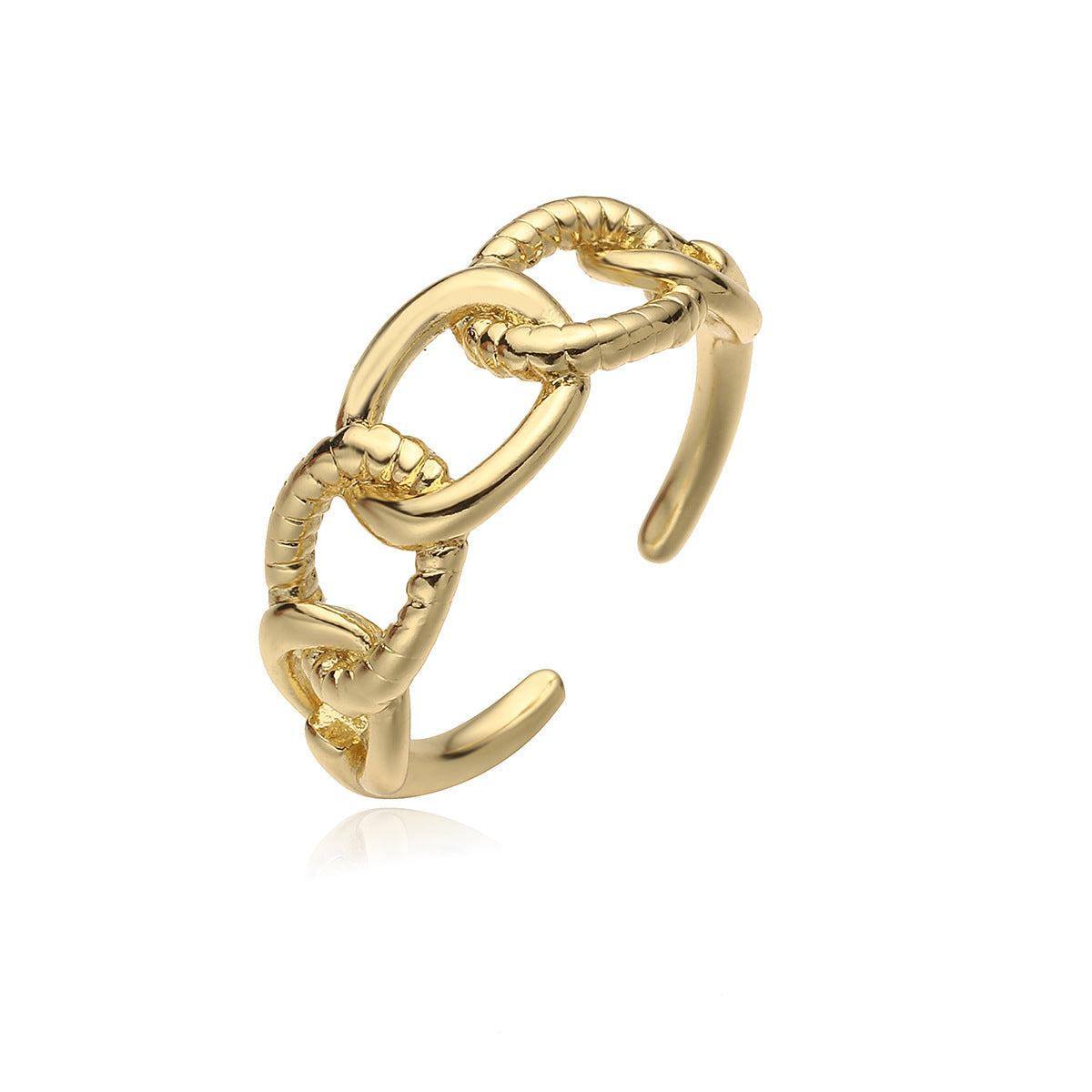 Minimalist 18K Gold Plated Geometric Brass Ring for Women