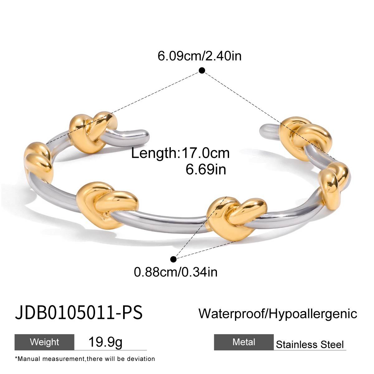 Pulsera de acero titanio con diseño de nudo de cuerda para mujer, con acabado chapado, joyería de acero inoxidable, moderna y minimalista