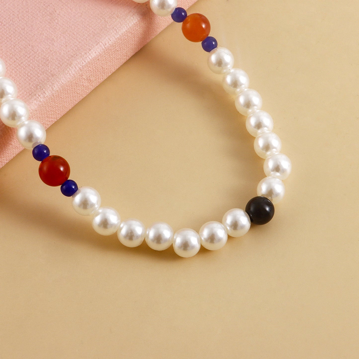 Hip-hop Punk Minimalist Geometric Alloy Anklet with Imitation Pearl and Colorful Beads Charm Bar