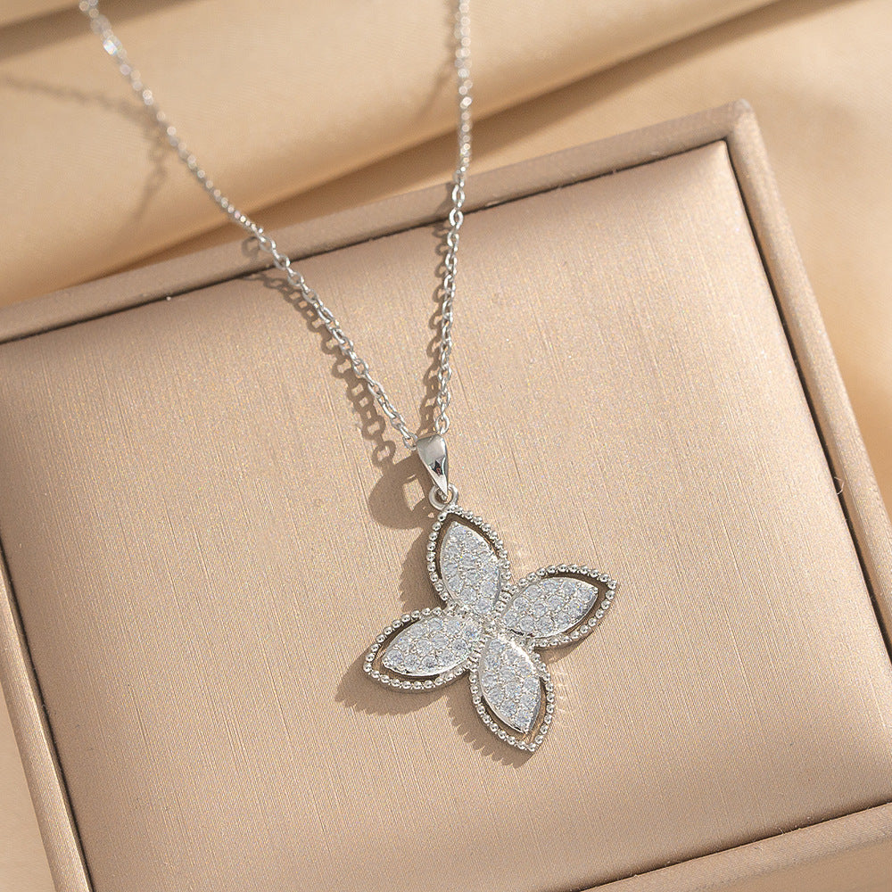 Collar Minimalista con Colgante de Ola y Geométrico para Mujer en Acero de Titanio con Chapado en Oro de 18K, Cadena Hipoalergénica para Clavícula con Motivos de Corazón y Lazo