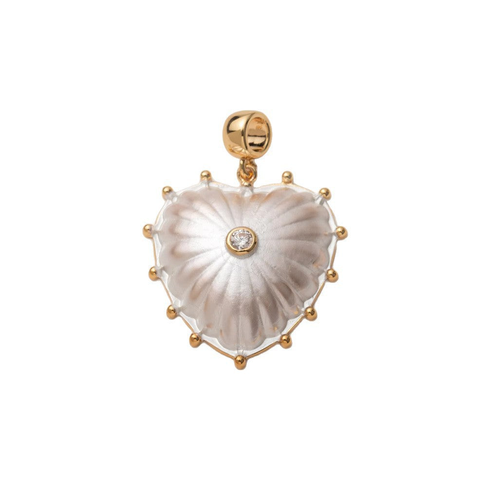 Sweet Stainless Steel Plated Heart Geometric Pendant Necklace