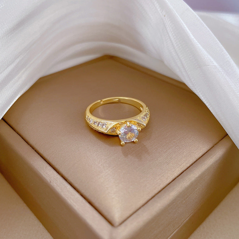 Kawaii Crown-Shaped Plated Brass Adjustable Ring for Women