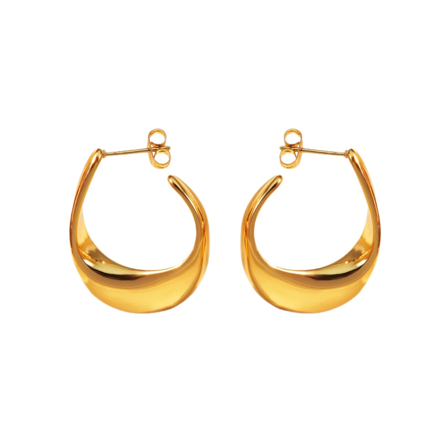 Elegant Irregular Geometric Gold Plated Stainless Steel Earrings for Women