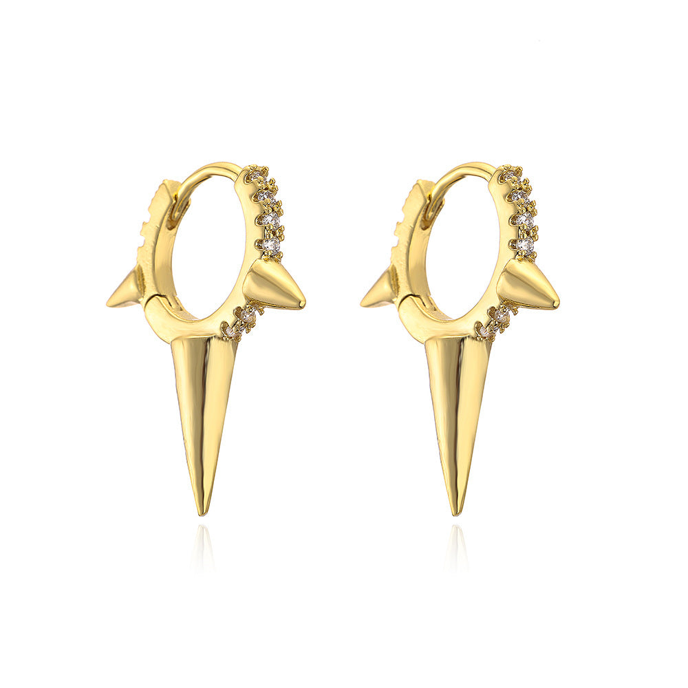 Orecchini a cerchio irregolari geometrici minimalisti da donna in rame con placcatura in oro e zirconi micropavé
