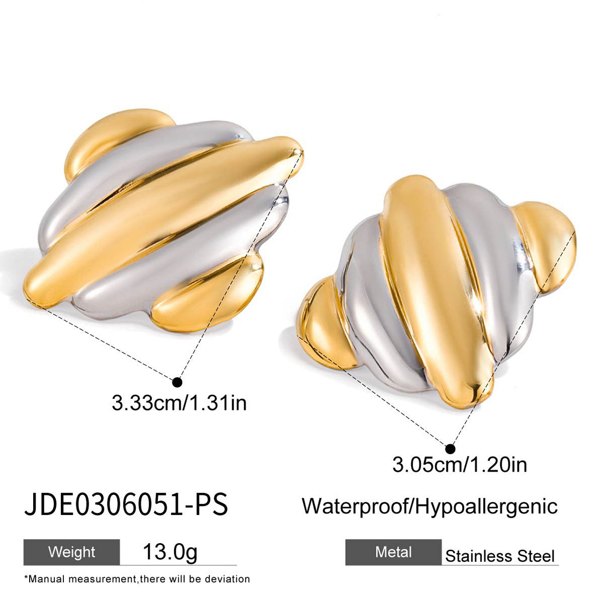 Orecchini a perno geometrici di lusso in acciaio inossidabile placcati oro 18 carati Gioielli di moda da donna
