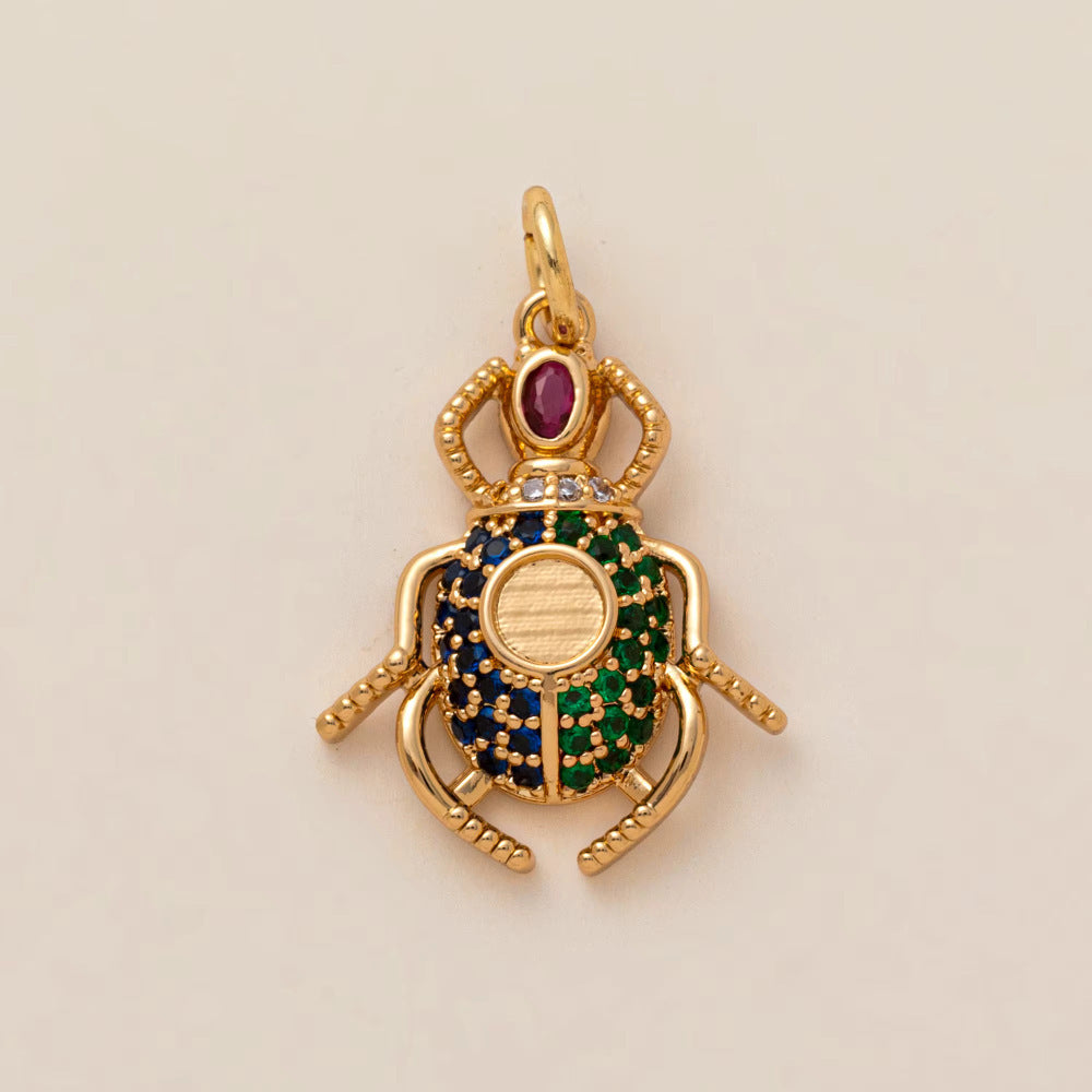Minimalist Luxury 18K Gold Plated Brass Animal Pendant with Cubic Zirconia Charm Bar for Unisex