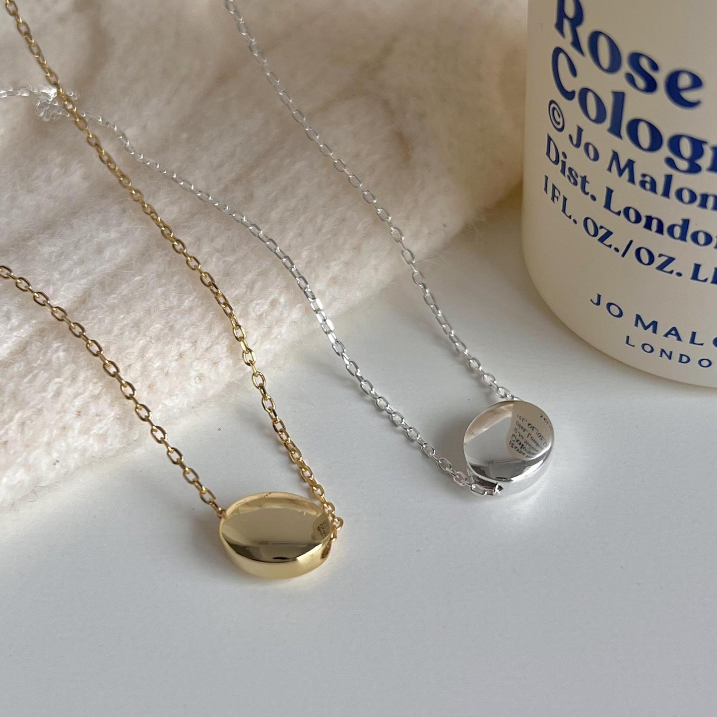Collar minimalista dulce de plata de ley 925 con lunares geométricos redondos