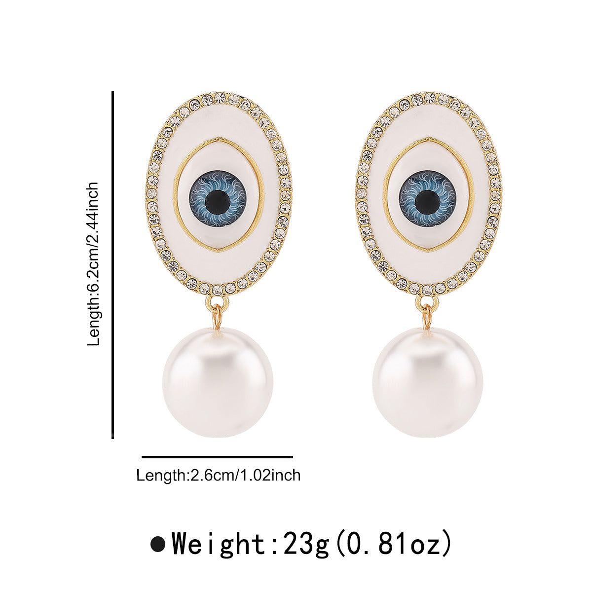Orecchini a perno geometrici in lega, stile vintage, con finitura smaltata e design occhio di Allah