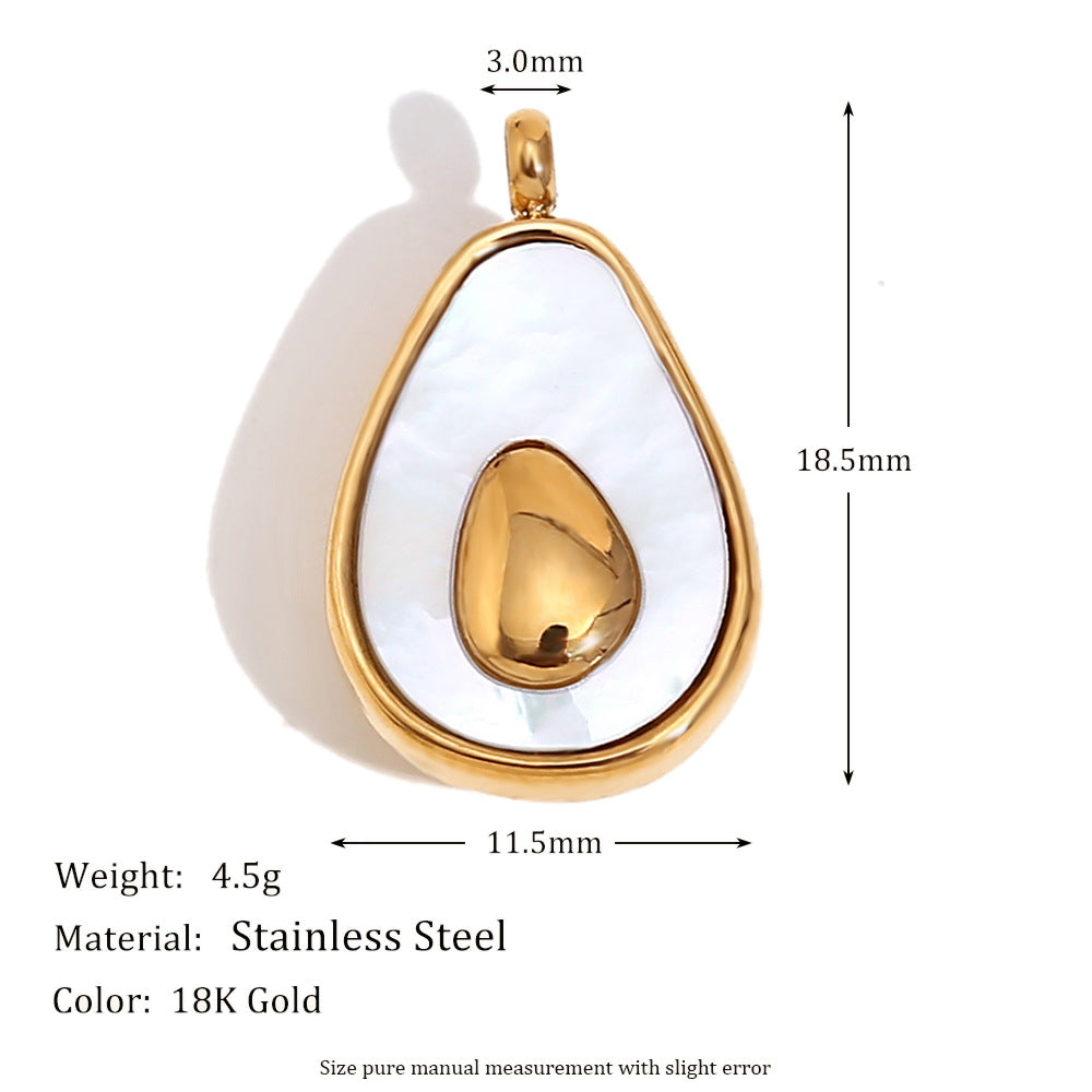 Colgante Corazón Flor Plana Aguacate Geométrico para Mujer de Acero Inoxidable Enchapado en Oro de 18K Accesorio de Moda