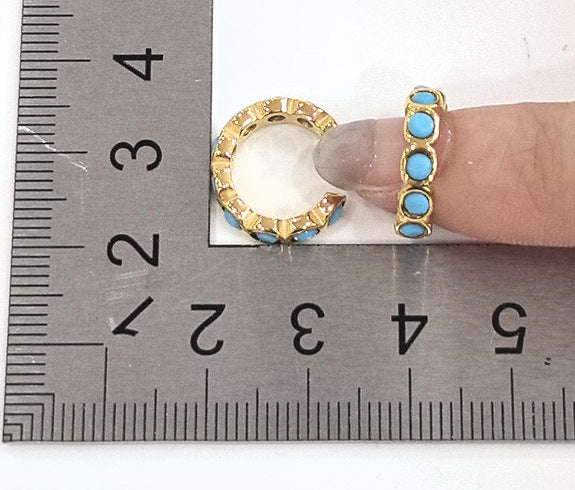 Orecchini a perno da donna in acciaio di titanio a forma di ape, minimalisti, con finitura placcata e accento turchese
