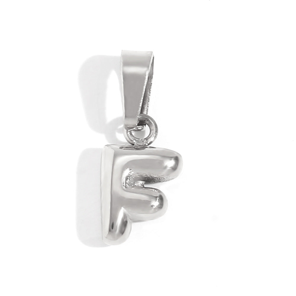 Ciondolo con mini lettera a bolla placcato oro 18 carati in acciaio inossidabile, moda minimalista