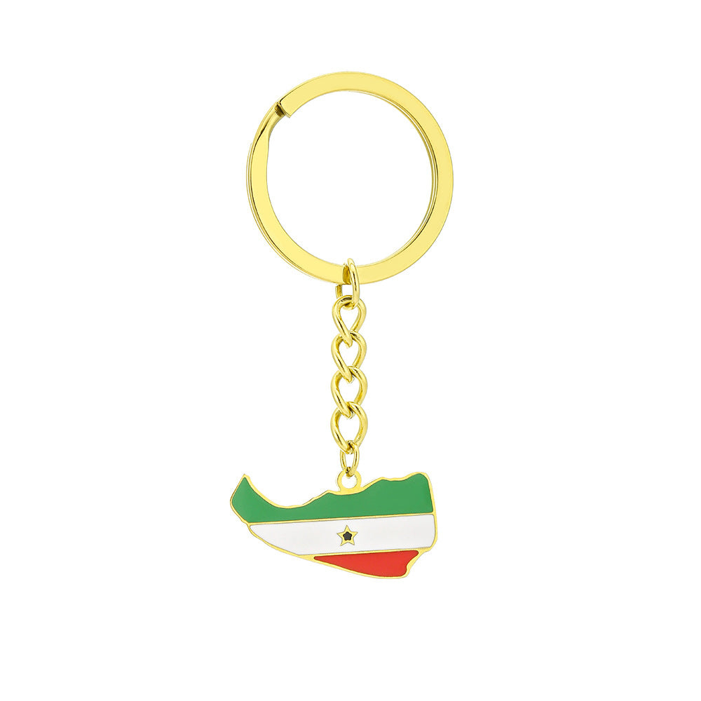 Portachiavi con Ciondolo in Acciaio Inossidabile Smaltato Stile Etnico Vintage Accessorio Decorativo